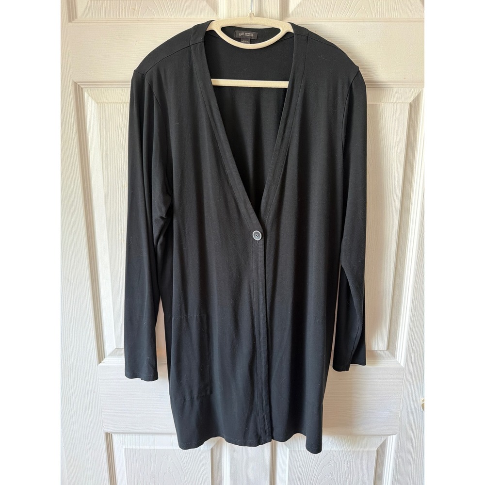 J. Jill Cardigan Women Large Black Single Button Wearever Pockets Minimalist